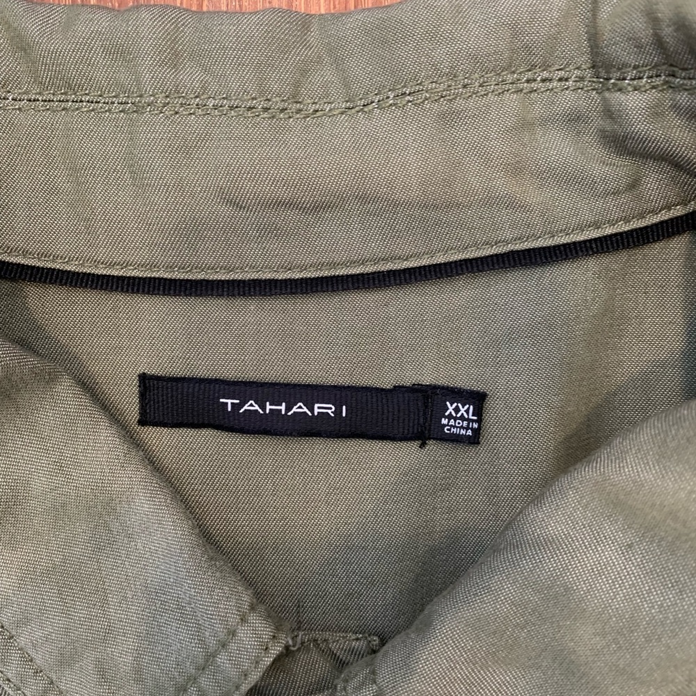 Tahari Jacket Womens XXL Olive Green Lightweight Spring Fall Neutral Layering - Picture 4 of 12